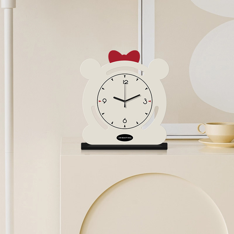 2026 New Cartoon Animal-Shaped Desk Clock, White Bear Clock, High-Value Student Desktop Clock, Table Clock