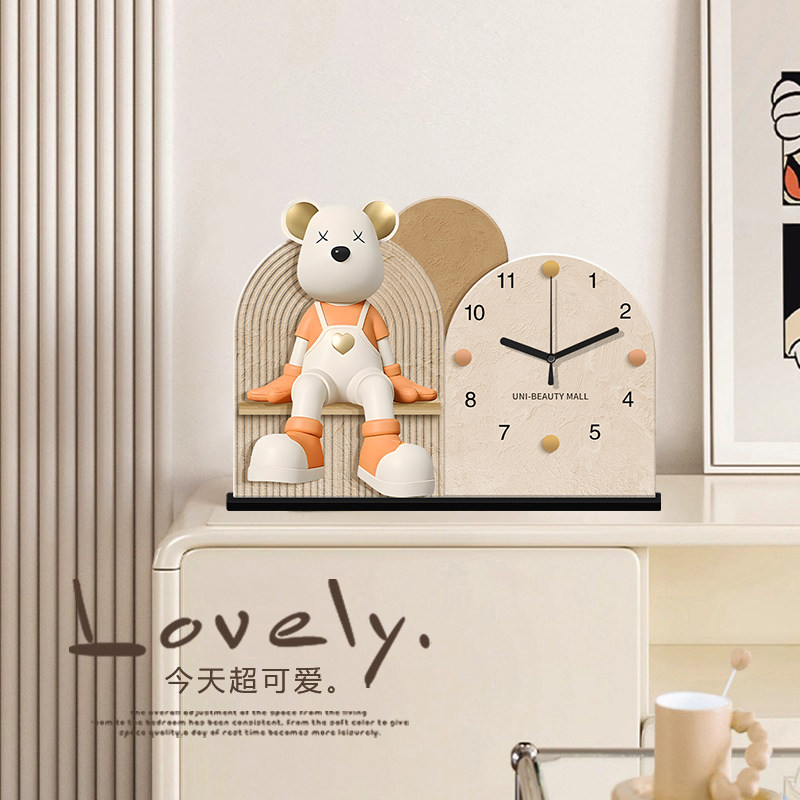 2025 New Violent Bear Living Room Clock, Creative Clock, Wall Clock, Home Desk Clock, Light Luxury High-End Clock