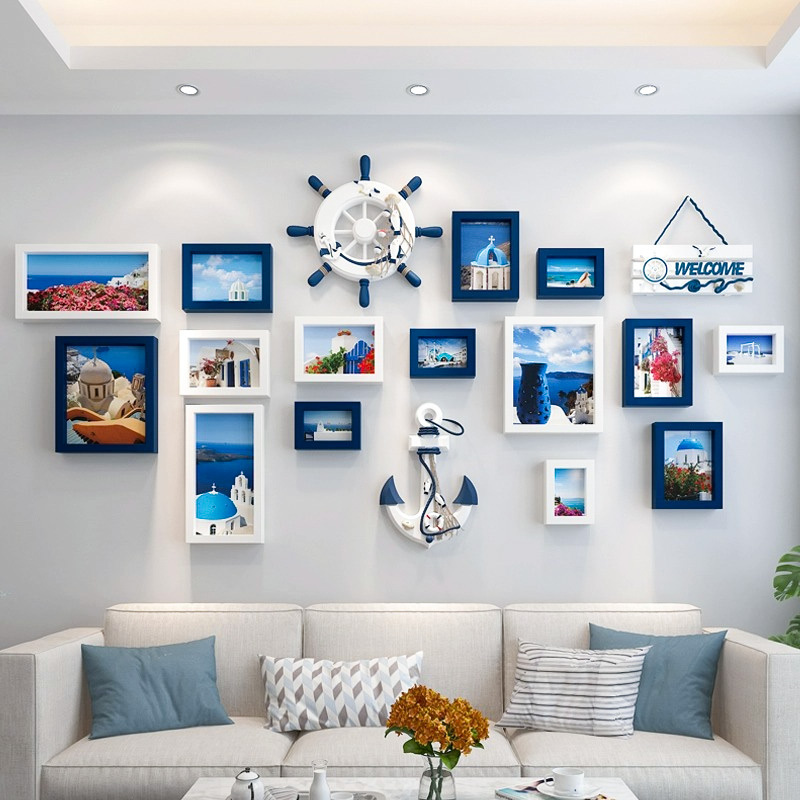 Living Room Creative Mediterranean Photo Wall Photo Frame Wall Hanging Combination Room Decoration Items Bedroom Decoration Photo Printing Living Room Creative Mediterranean Photo Wall Photo Frame Wall Hanging Combination Room Decoration Items Bedroom Decoration Photo Printing