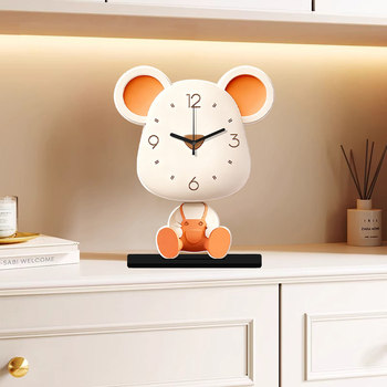 Cute Cartoon Bear Desk Clock, Creative Ornament, Home Decoration Clock, 2026 New Model Table Clock Pendulum Clock