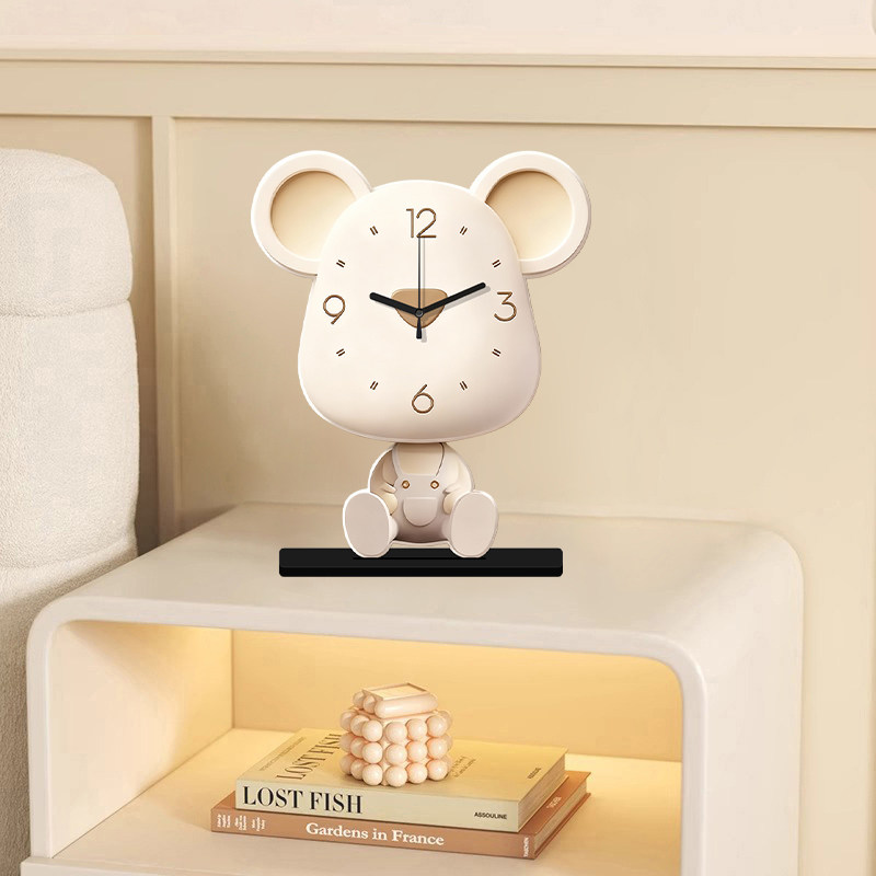 Cute Cartoon Bear Desk Clock, Creative Ornament, Home Decoration Clock, 2026 New Model Table Clock Pendulum Clock