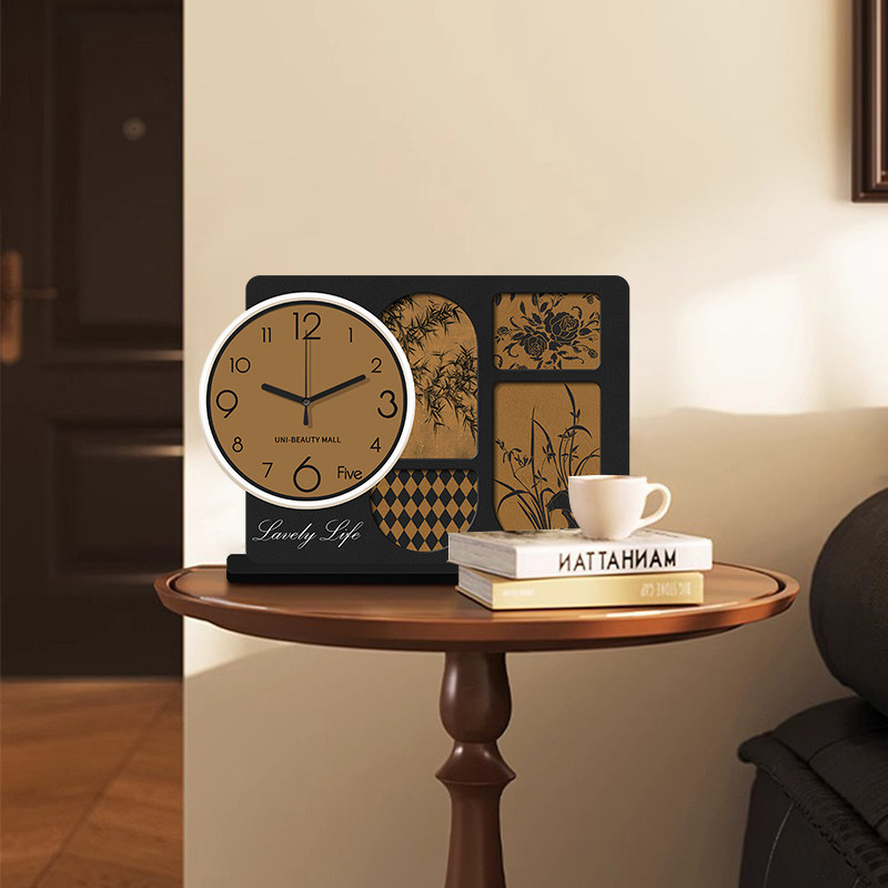 2025 New Vintage-Style Desk Clock Living Room Pendulum Clock Creative Clock Desktop Clock Home Light Luxury High-End Clock