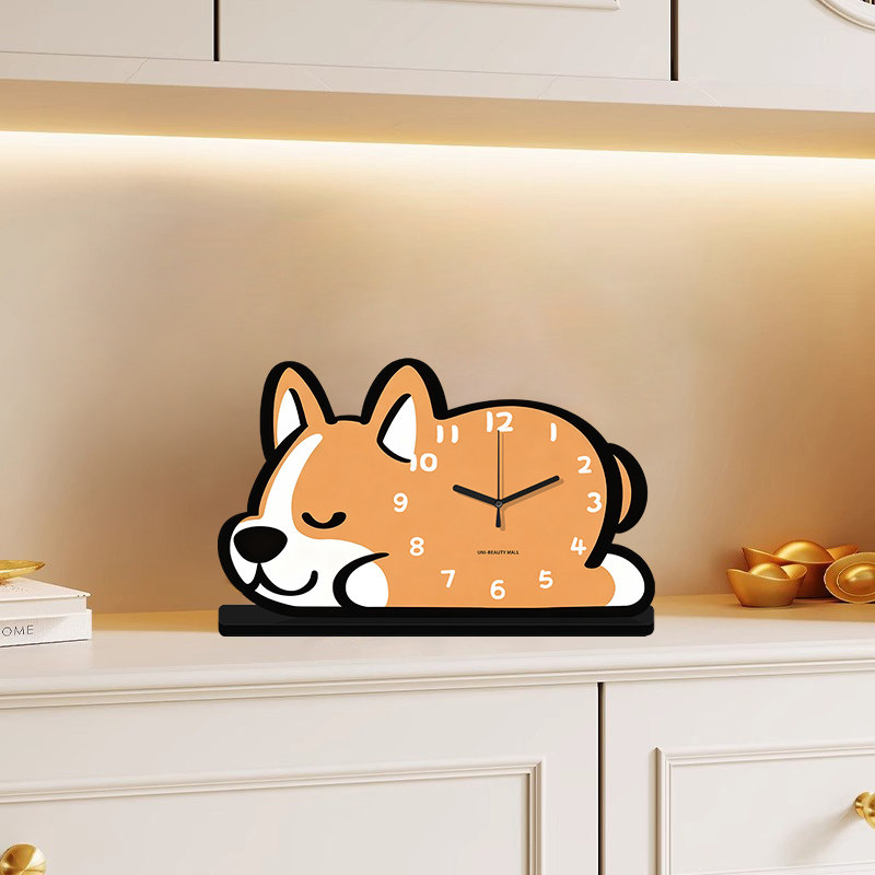 Cute Corgi-Shaped Desk Clock, Creative Desktop Clock, Home Decoration Ornament, 2026 New Model Decorative Clock