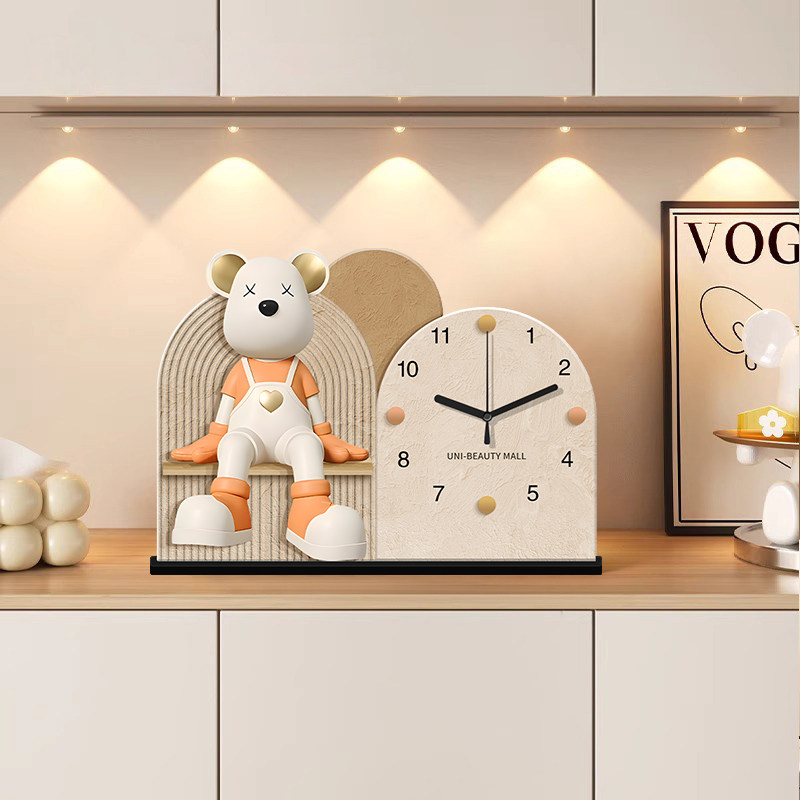 2025 New Violent Bear Living Room Clock, Creative Clock, Wall Clock, Home Desk Clock, Light Luxury High-End Clock