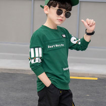 Boys long-sleeved t-shirt spring and autumn 2021 new large childrens children plus velvet one-piece velvet boys spring thin velvet sweater