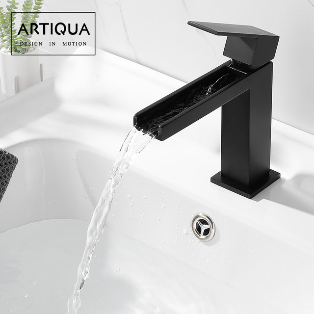 Artiqua All-Copper Waterfall Faucet Hot and Cold Basin Faucet Elevated Countertop Basin Bathroom Faucet