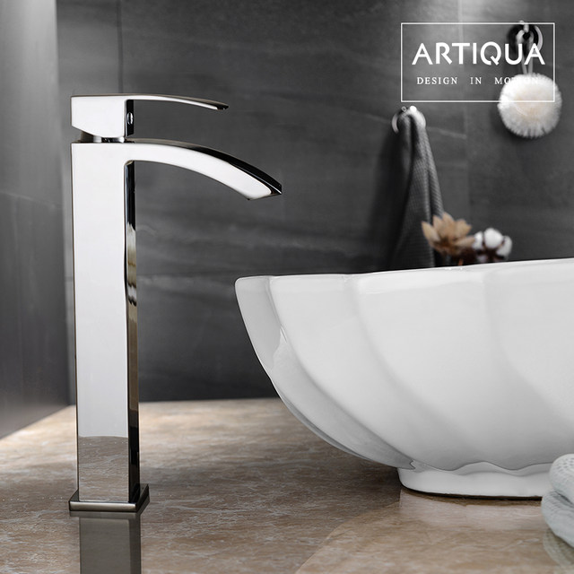 Artiqua All-Copper Waterfall Basin Faucet Hot and Cold Washbasin Elevated Countertop Basin Bathroom Faucet