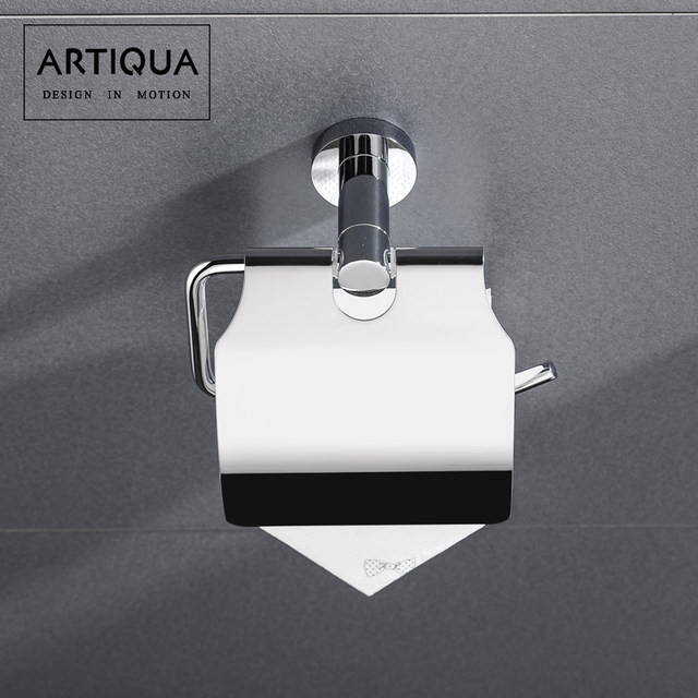 Artiqua All-Copper Tissue Holder Square Toilet Paper Holder Roll Dispenser with Cover Dustproof Premium Bathroom Accessory
