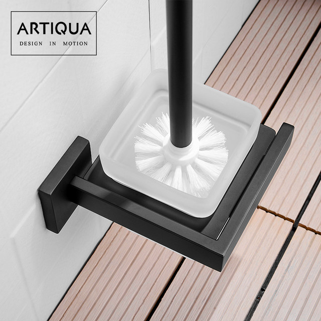 Artiqua Toilet Brush Holder 304 Stainless Steel Toilet Brush Rack Black Toilet Cup Holder Bathroom Accessory
