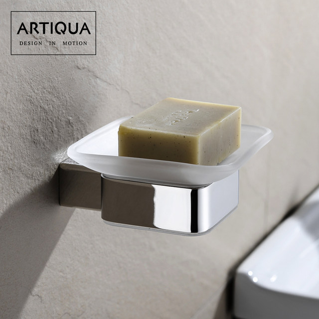 Artiqua304 Stainless Steel Soap Dish Glass Single Dish with Stand Soap Holder Bathroom Accessory Glossy