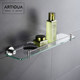 Artiqua304 Stainless Steel Bathroom Shelf Wall-Mounted Tempered Glass Cosmetic Shelf Single Layer Glossy