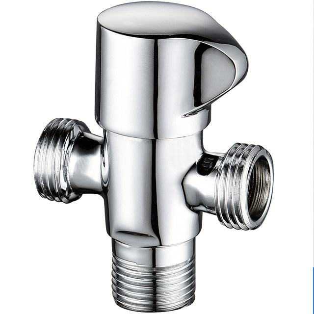 Rtiqua All-Copper Thickened Triangle Valve Toilet One-In Two-Out Angle Valve Hot and Cold Faucet Adapter Single Cold Three-Way