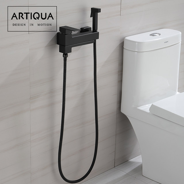 All-Copper Extended Bathtub Faucet Hot and Cold Shower Faucet Mixing Valve Flushing Nozzle Simple Shower Set Black