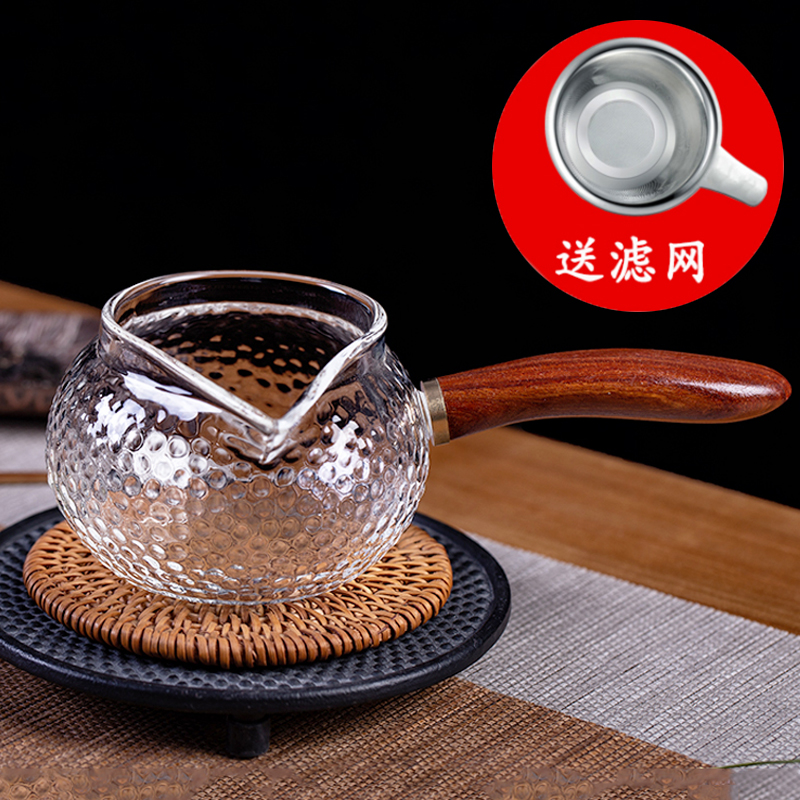 Thickened side handle male cup tea divider hammer eye pattern heat-resistant glass male course Cup