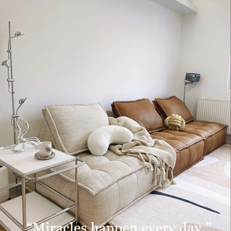 Net red tofu block bedroom single-person sofa combination minimal small family living room study lazy sofa tatami