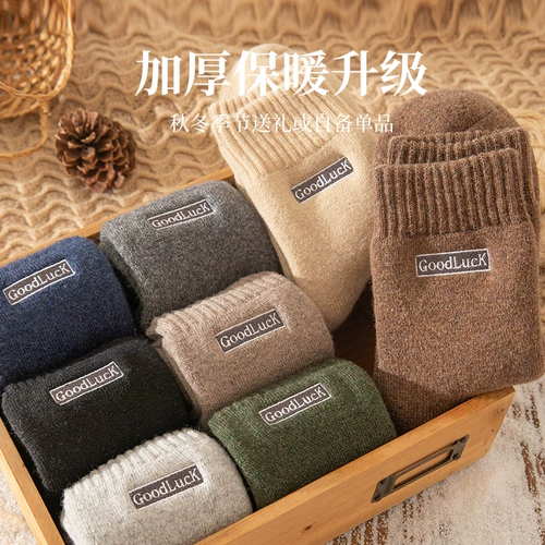 Мужские шерстяные демисезонные носки, флисовые гольфы, удерживающее тепло полотенце, увеличенная толщина