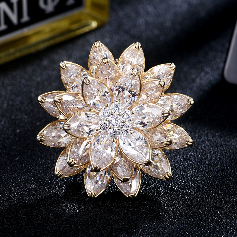 Hàn Quốc trâm cài zircon nữ hoa sen tuyết áo len phù hợp với corsage khăn choàng ghim áo khoác ghim lớn với phụ kiện - Trâm cài