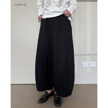 Drapey simple trousers material balloon pants nine-point casual pants