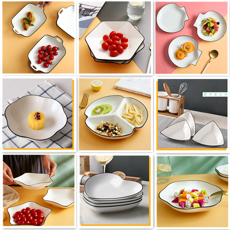 Irregular tableware Multi-function ceramic plate Household plate Shaped plate Pattern plate Strange plate dumplings
