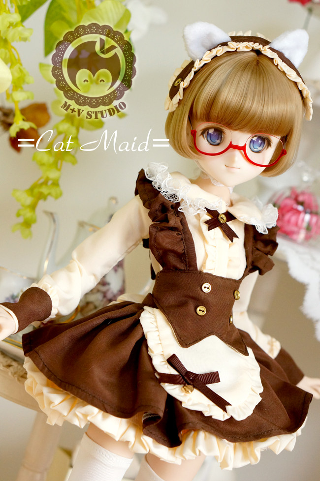 (Meow House) Cat Maid dress Cat ear Maid uniform 4 points bjd MDD MSD RL baby clothes