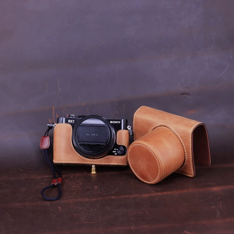 Genuine Leather Photo Camera Case Handmade Body Bag BOX Bottom Lens Cover For SONY RX1R2 RX1M2 RX1 rx1r RX1Rii Protective sleeve