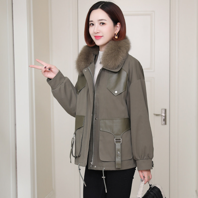 zqqz faction to overcome female 2022 new Rex rabbit fur liner fox fur collar small subshort fur fur coat 1719