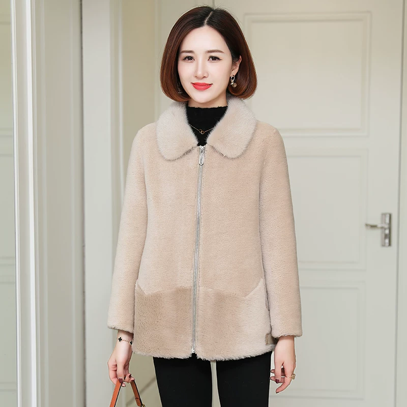 Заячья овечья ножницы coat женский короткий водяной норковая шерсть мех шерсть 2020 новая шерсть мех куртка D374