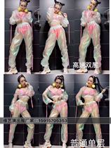 Nightclub bar dj female singer dance stage performance clothing gogo colorful see-through suit performance clothing