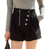 Шорты, черные леггинсы, модные штаны, свободный крой, коллекция 2021, по фигуре, высокая талия