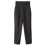 Черные осенние штаны для отдыха, по фигуре, высокая талия, свободный прямой крой