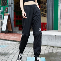 Черные брендовые штаны, по фигуре, коллекция 2021, высокая талия