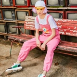 Осенний джинсовый комбинезон, розовые штаны для школьников, 2020, в корейском стиле, свободный крой