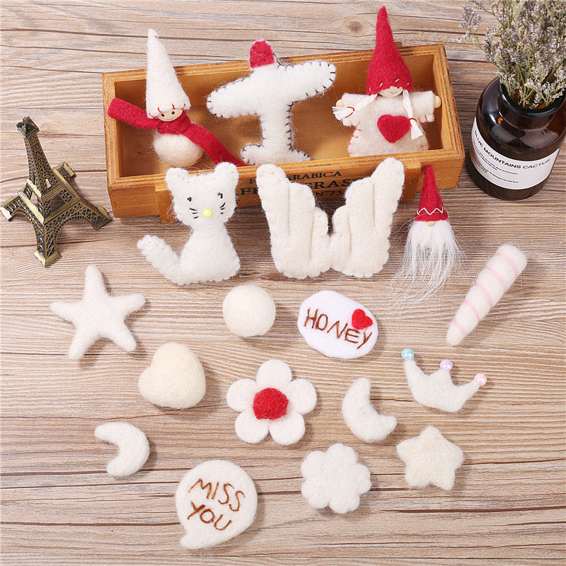 White Christmas tree decoration small pendant pure wool felt handmade garland diy floral accessories material finished product