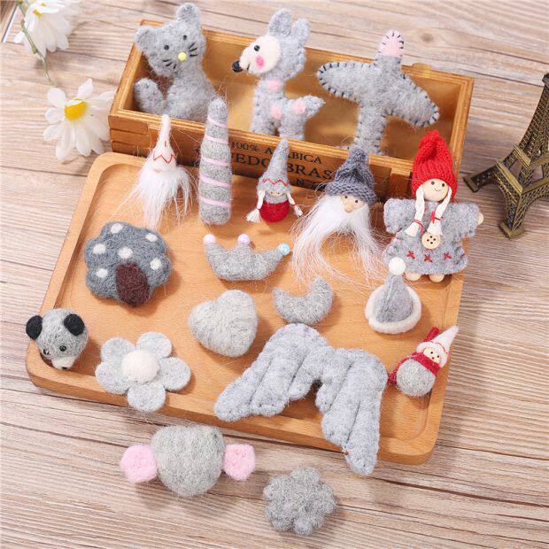 Single price Grey pure wool felt handmade garland diy floral accessories bouquet material Christmas tree decoration
