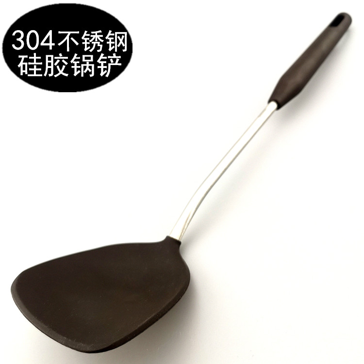 Wanley to silicone pan shovel not stained with pan special shovel 304 stainless steel handle electric wood heat insulation handle Home fried vegetable shovel