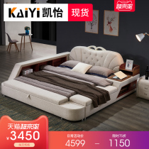 Fabric bed master bedroom Nordic modern simple tatami multi-function 2 meters 2 2 large bed double net red bed technology cloth