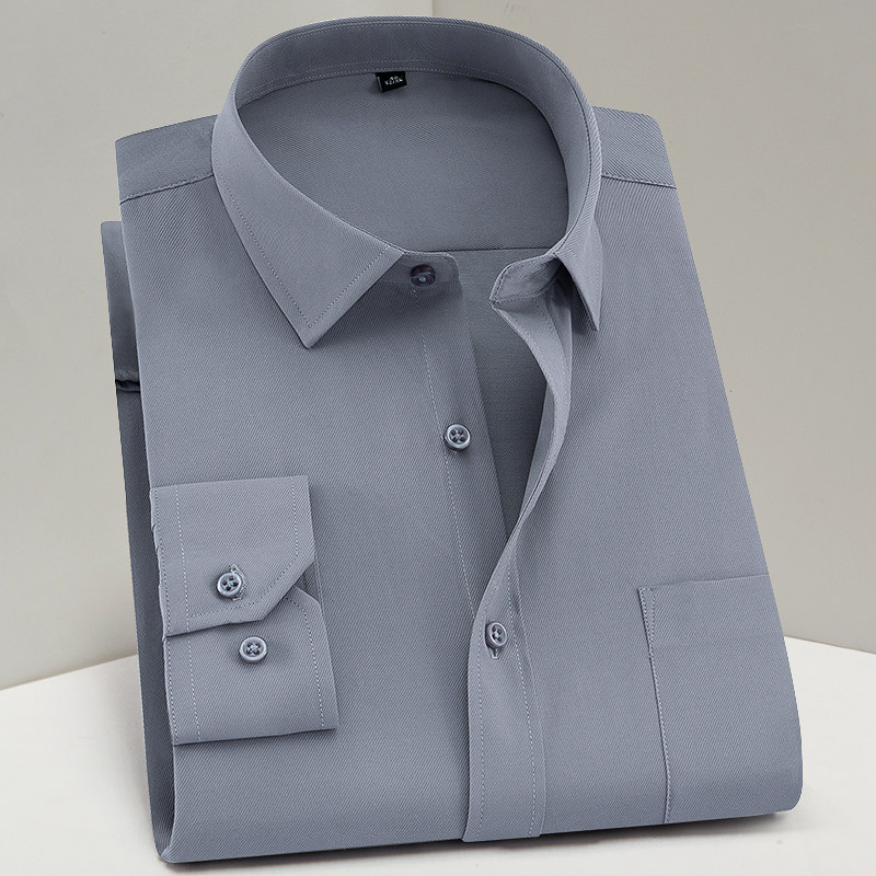 Fall Long Sleeve Shirt Male Grey Business Positive Dress Career Twill Shirt Fall to work suit The undershirt