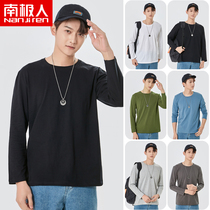 Antarctic person pure cotton long sleeve T-shirt male youth black Nehitch full cotton casual 100 hitch Korean version of the same T-shirt