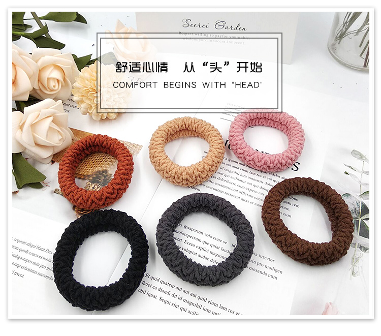 Màu đỏ Hàn Quốc lớn màu mở rộng khăn đậm không có đường may đầu dây tóc dải tóc đuôi ngựa dây cao su kẹp phồng chân tóc