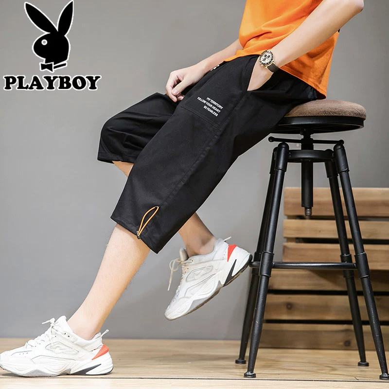 Quần short nam Playboy mùa hè 2020 xu hướng mới lỏng bảy điểm đẹp trai hợp thời trang thương hiệu quần hoang dã - Quần short