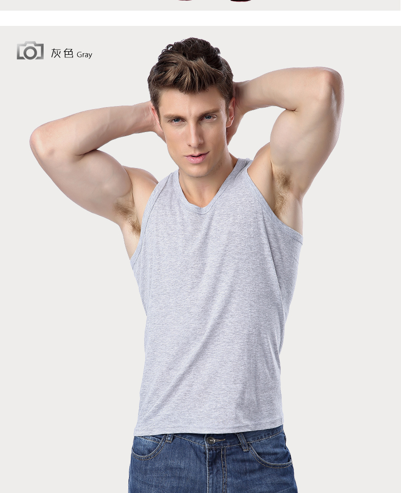 Langsha vest nam cotton Kiểu dáng vừa vặn từ thoáng khí nam thể thao lỏng lẻo cản trở giới trẻ cơ sở cotton trắng áo khoác vest nam hàn quốc