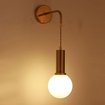 Nordic postmodern simple gold copper color wall lamp personality bedside balcony Aisle Milk white transparent water pattern glass