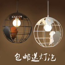 Retro industrial style restaurant bar iron globe chandelier coffee shop bar personality Art single head chandelier