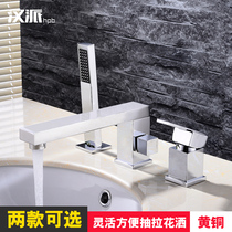 Hanpai all-copper three-hole basin faucet Matte black Light luxury hot and cold double wash hand basin Bathroom cabinet faucet