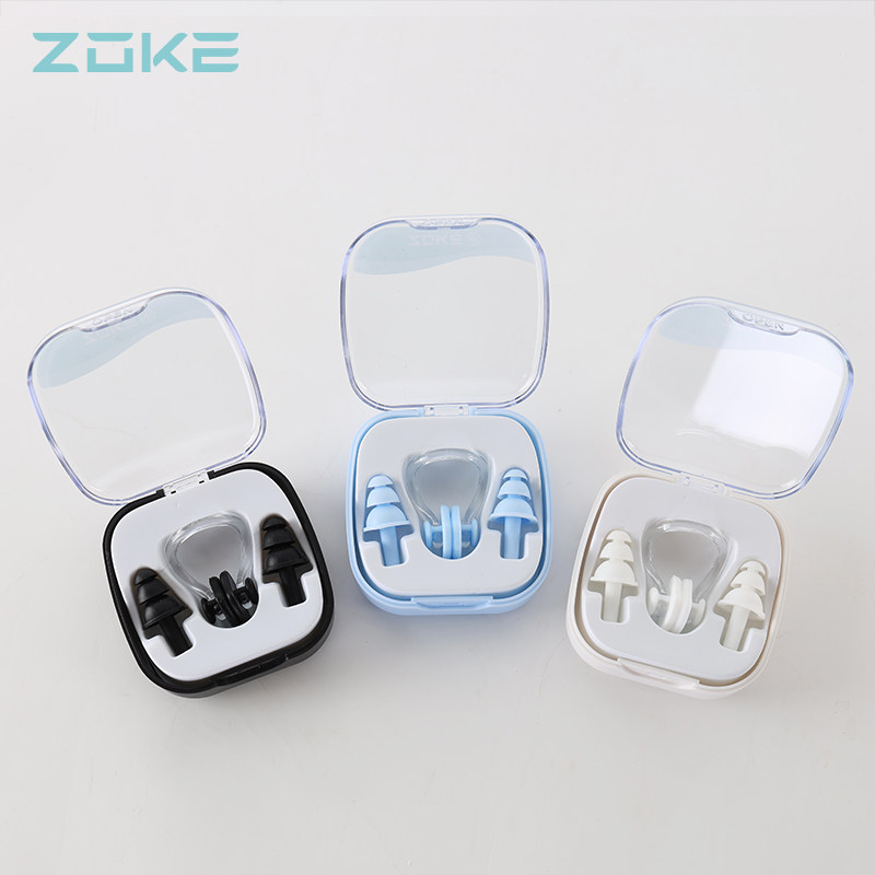 ZOKE Zhouke silicone earplug nose clip set professional training adult children anti-choking water waterproof swimming equipment