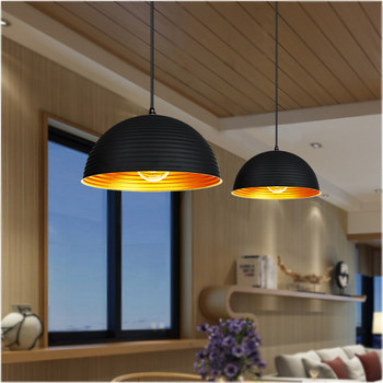 Retro Industrial Style Black Chandelier Lampshade Single Head Creative Bar Personalized Restaurant Shop Semi-Circle Pot Lid Chandelier