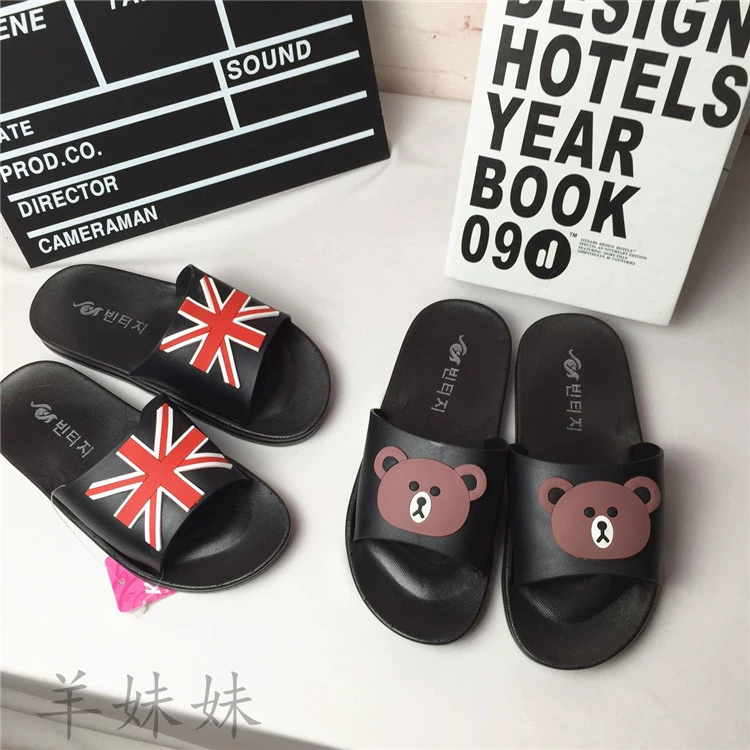 Hàn Quốc ulzzang mềm chị đơn giản màu rắn dép nữ sinh viên giản dị hoang dã nhà dép một từ và dép đi trong nhà bán giày dép nữ online