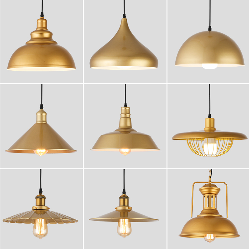 Industrial Style Restaurant Chandelier, Gold Personalized Clothing Store Hot Pot Decorative Lampshade, Supermarket Single-Head Dining Table Pot Lid Lamp