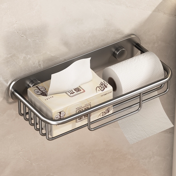 Wall-Mounted Toilet Paper Holder, No-Drill Toilet Tissue Box, Storage Rack, Bathroom Toilet Paper Roll Holder