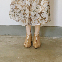 Clear cabin RMB168  micro imperfections 100 lap Inn wind high help retro to make old genuine leather rear zipper short boot